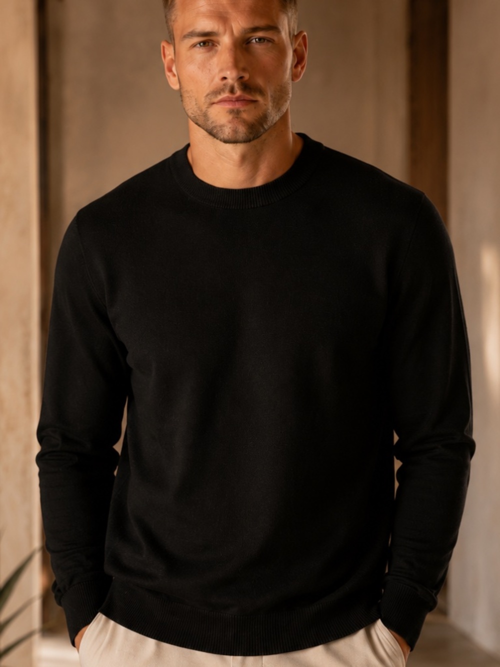 Phenix Men’s Large Black 100% Cashmere Crewneck Sweater